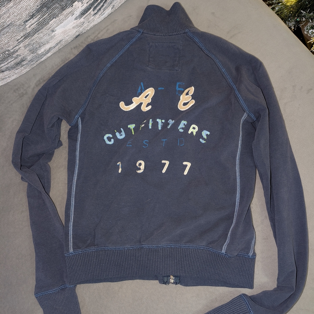 Women's American Eagle Navy Blue Zip Up Sweatshirt Size XS